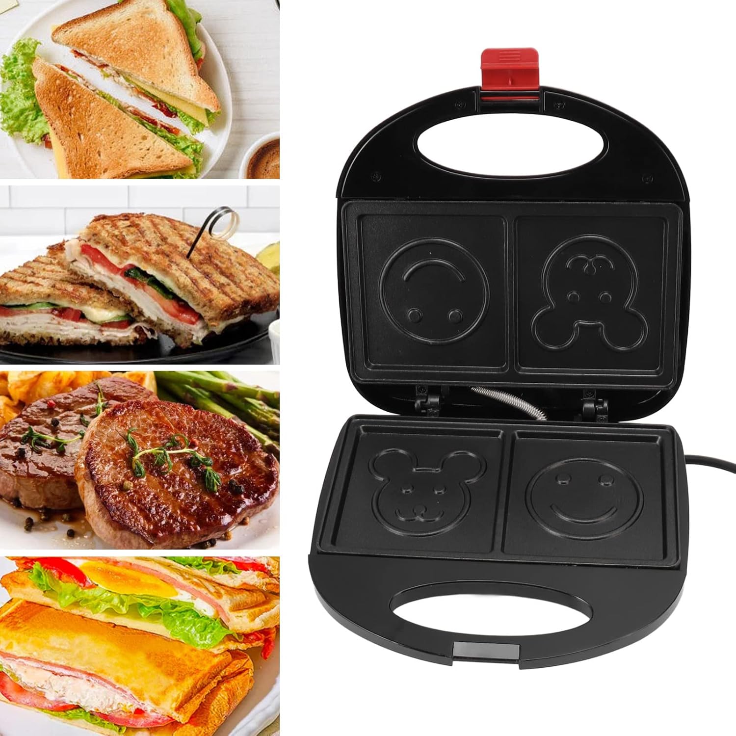 Double Sided Heating 750w Electric Sandwich Maker (1 Pc) Double Sided Heating 750w Electric Sandwich Maker (1 Pc)